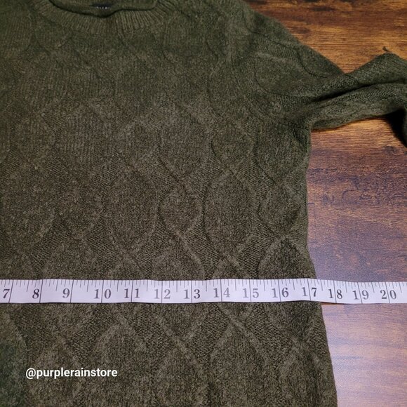 Talbots Cable Knit Sweater S Rollneck Olive Wool Alpaca Super Soft Stretch - Picture 7 of 11